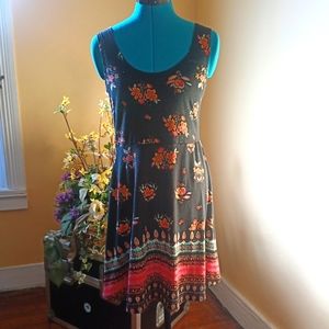 Angie skater flowers and tribal print dress